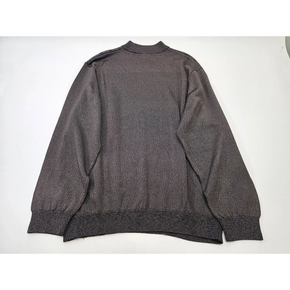 Pronto Uomo Men Mock Neck Textured Knit Sweater M Rayon Cotton‎ Dark Gray Brown